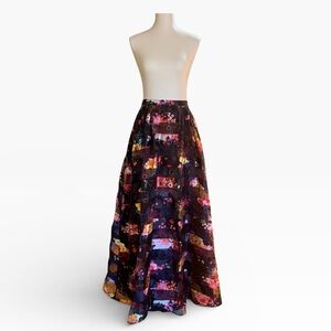 Wuthering Heights! Sequin Hearts Black Floral Full Maxi Skirt Size 13